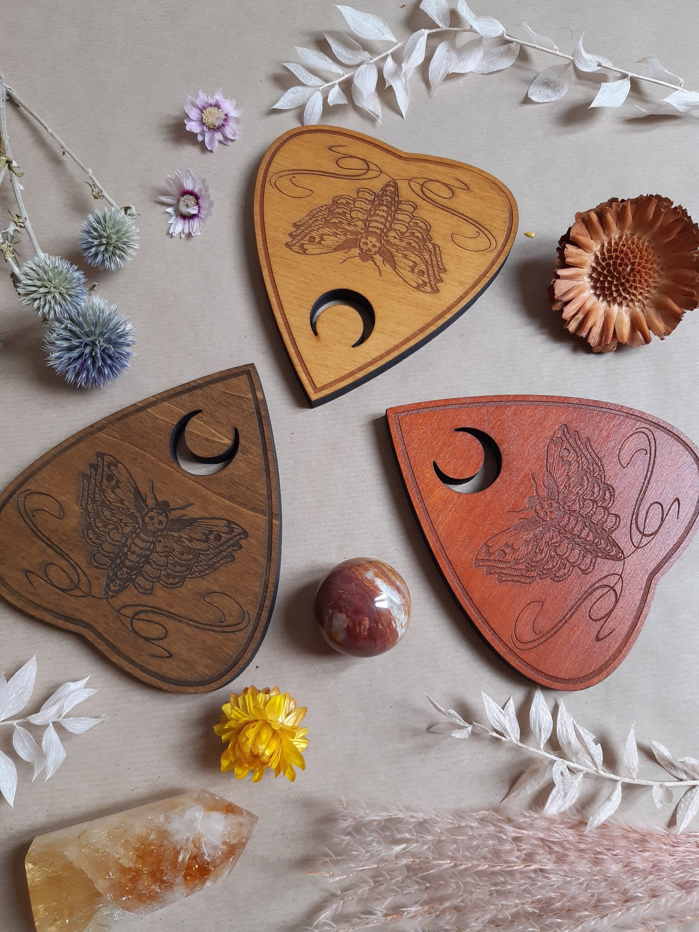 Goutte Ouija Pour Décoration, Socle Sphère de Minéraux , Décoration en Bois Autel Ésotérique .