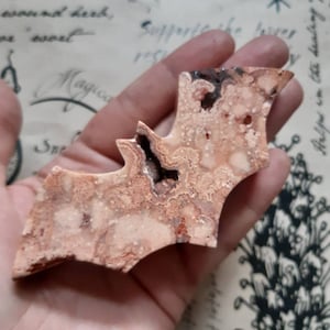 Crazy lace agate bat natural stone. Stone bat, mineral bat.