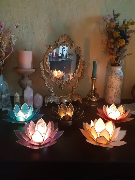 LOTUS PHOTOPHORE , lotus candle holder , candle holder for spiritual and esoteric altar .