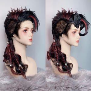 Karlach lacefront cosplay wig w/ shaved side
