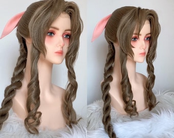 Aerith Remake Lacefront inspired cosplay wig