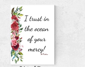 Ocean of Mercy St. Faustina Divine Mercy print Catholic printable Beach decor Ocean Wall art Catholic gifts Home decor Gifts under 5