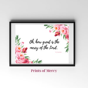 Oh, how great . St Faustina quote Divine Mercy print Catholic Home Decor Catholic printable Catholic quote Catholic gifts Wall Art