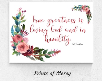 Loving God - Faustina quote Catholic print Catholic printable Divine Mercy quote Catholic wall art Home decor Gift under 5 Catholic gifts