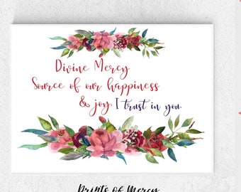 Divine Mercy - Joy & Happiness St Faustina quote Catholic quote Catholic gifts Catholic print Catholic wall art Catholic decor Gifts under 5