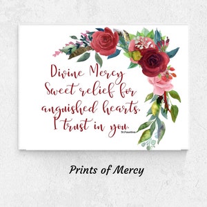 Divine Mercy StFaustina quote Catholic print Catholic Wall Art Home Decor Catholic gift Catholic printable Catholic quote Divine Mercy Quote