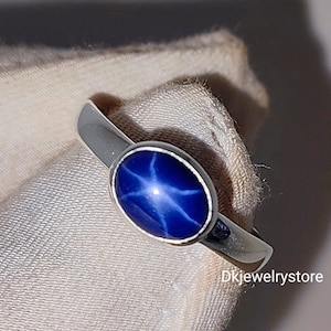 Star Sapphire Ring, Star Engagement Ring, Lindy Star Ring, Star Stacking Ring, Star Sapphire, Blue Sapphire Ring, 925 Sterling Silver