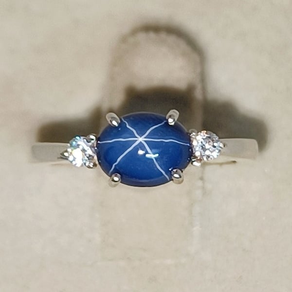 Blue Star Sapphire Ring - Etsy