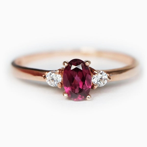 Rhodolite garnet ring, rhodolite ring, rose gold garnet ring, january birthstone ring, 3rd anniversary gift for her