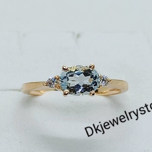 natural Aquamarine Ring, 925 Sterling Silver, dainty ring, statement ring, Ring for Women, promise ring for her, wedding ring