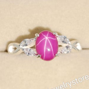 Vintage Pink Star Sapphire Ring: Sterling Silver Gemstone Engagement
