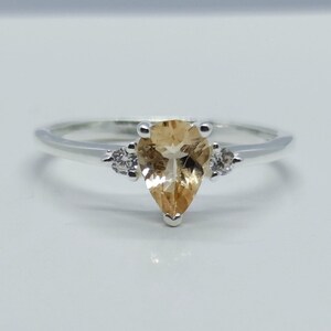 Vintage Pear Morganite Ring: 925 Sterling Silver Teardrop Solitaire