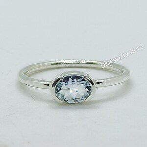 Aquamarine Ring, Genuine Aquamarine, Oval Aquamarine Ring, Promise Ring, Handmade Ring, Dainty Birthstone Ring, gemstone ring