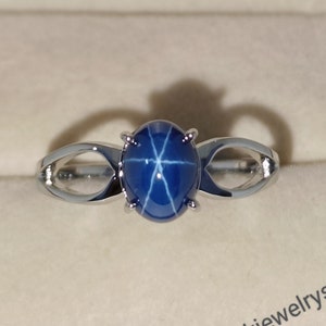 Blue Star Sapphire Ring, Lindy Star Sapphire, Mothers Day Gifts, 6 Rays Star Sapphire, 925 Sterling Silver, Star Gemstone