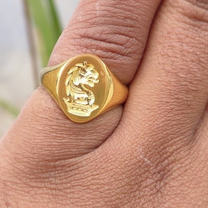 mens signet rings, 18k gold Filled ring, welsh signet ring, custom signet ring, antique signet ring, signet ring woman image 1