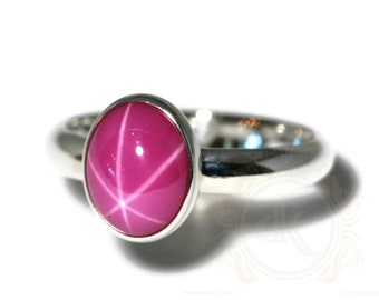 Pink Lindy Star Sapphire Statement Ring, Lindy Star Ring, Mothers Day Gifts, 6 Rays Star, 925 Sterling Silver, Star Gemstone Ring