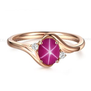 Pink Star Sapphire Ring Etsy