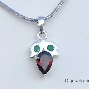 Garnet & Emerald Sterling Silver Pendant Necklace: Handmade Pear Jewelry