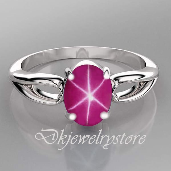 Pink Star Sapphire Ring, Pink Star Sapphire, Lindy Star Ring, 925 Sterling Silver, 6 Rays Star Ring, Star Gemstone, Lindy Star Sapphire