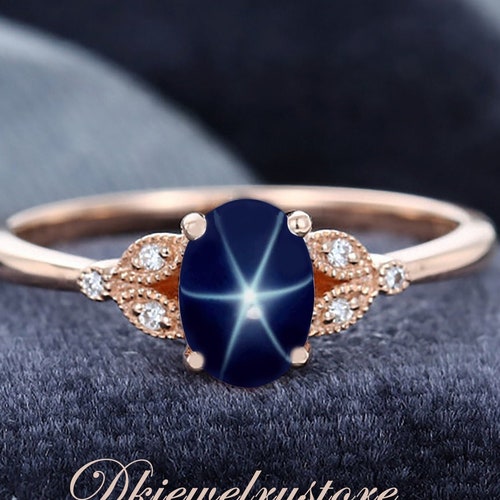 Lindy Star Sapphire Ring Star Gemstone Blue Star Sapphire | Etsy