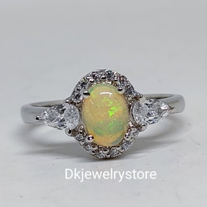 14k Gold Natural Fire Opal Ring: October Birthstone Promise Ring