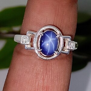 Blue Lindy Star Sapphire Ring, 6 Rays Star Gemstone, 925 Sterling Silver, Lab Star Sapphire Ring, Star Ring, Mothers Day Gifts