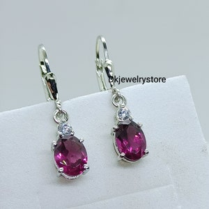 rhodolite garnet stud earrings, lever back garnet earring, drop & dangle earring, natural garnet studs, January birthstone