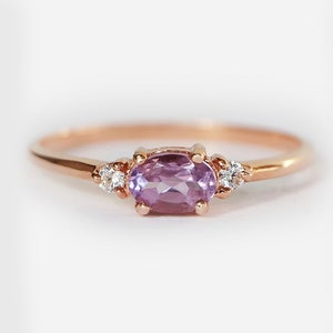 amethyst ring, 10k rose gold ring, engament ring, february birthstone, promise ring for him, amethyst rose gold ring, gothic wedding ring