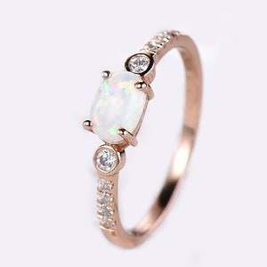 Opal Stacking Ring, October Birth Stone, Boulder Opal Ring, Antique Opal Ring, White Fire Opal Ring, Propose Ring, 2nd Anniversary Gift