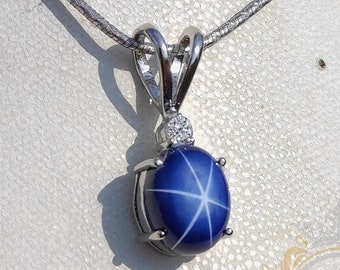 Star Sapphire Pendant, Lindy Star Pendant, Blue Star Sapphire Necklace, 6rays Star Pendant, 925sterling Silver, Mothers Day Gifts