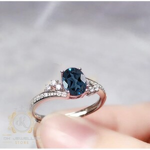 London Blue Topaz Ring: 925 Sterling Silver Engagement Ring - Etsy