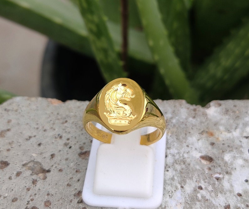 mens signet rings, 18k gold Filled ring, welsh signet ring, custom signet ring, antique signet ring, signet ring woman image 2