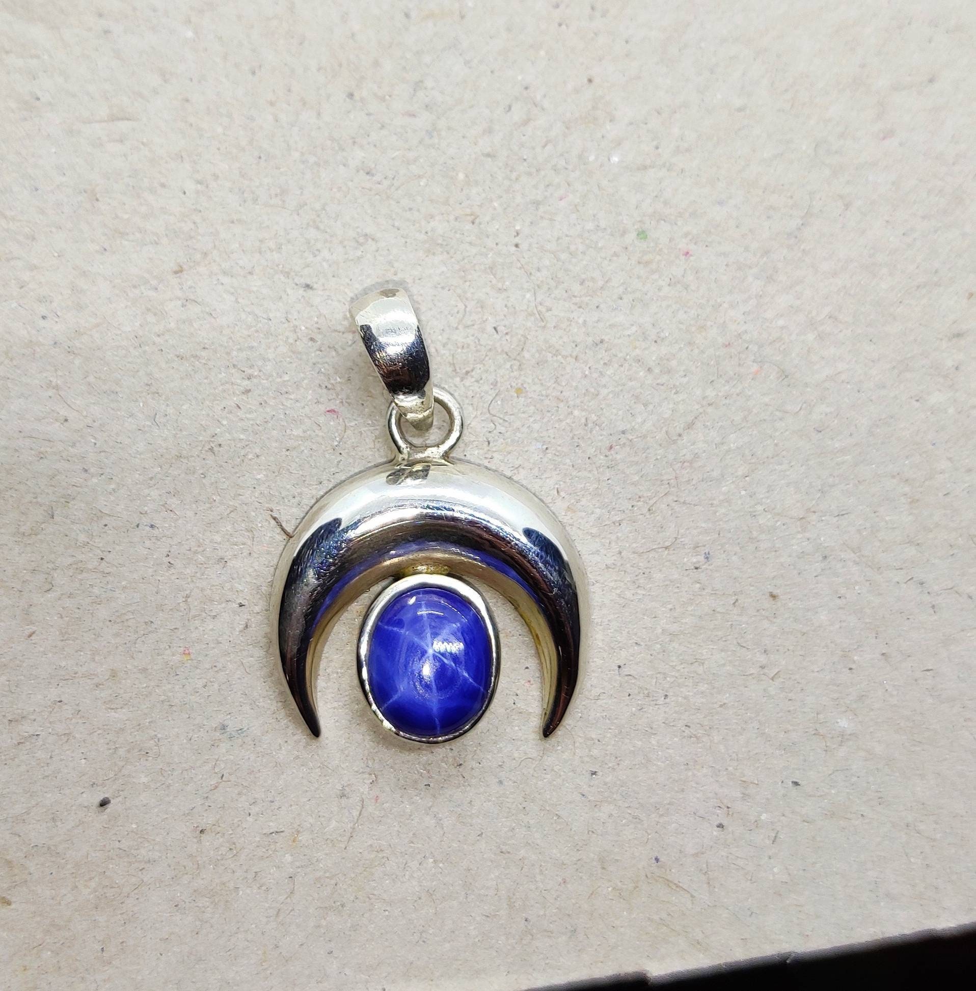 Star sapphire pendant, half moon pendant, lindy star Star sapphire pendant, half moon pendant, lindy star