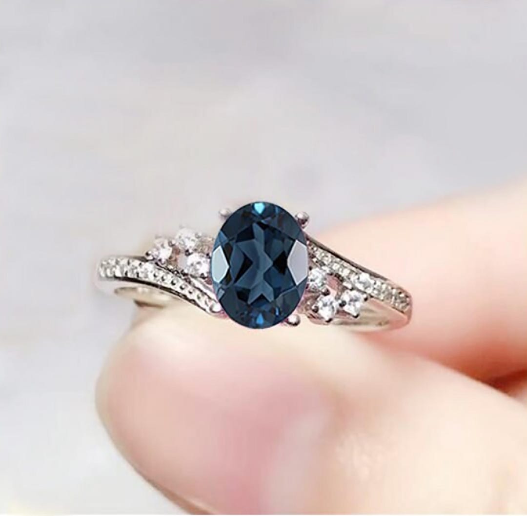 London Blue Topaz Ring: 925 Sterling Silver Engagement Ring - Etsy