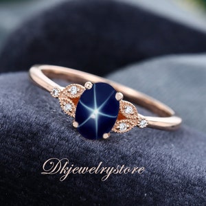 Lindy Star Sapphire Ring Star Gemstone Blue Star Sapphire - Etsy