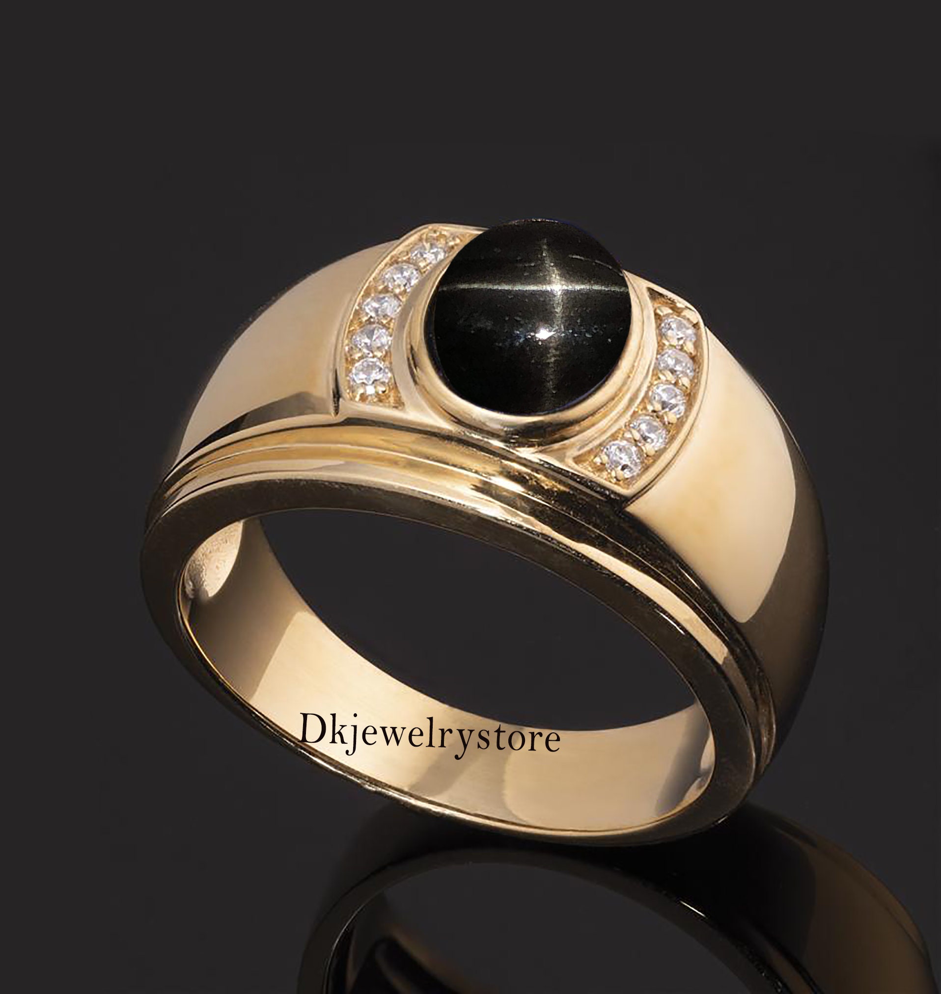 GRAPHITE GOLD RING for Men with Carbon Graphite and Gold Steel