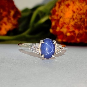 Star Sapphire Ring Star Engagement Ring Lindy Star Ring - Etsy