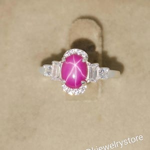 Pink Star Sapphire Ring: Sterling Silver Promise Ring
