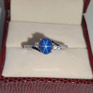 Blue Star Sapphire Ring Lindy Star Ring 925 Sterling Silver - Etsy