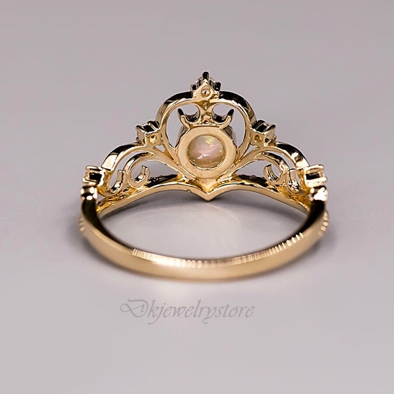14k Gold 8mm Round Australian Opal Crown Ring 14k Gold 8mm Round Australian Opal Crown Ring