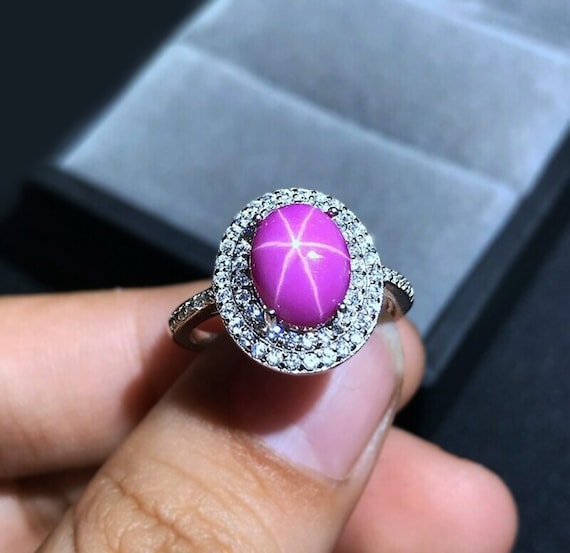 Lindy Star Ring, Pink Lindy Star Sapphire Ring, 925 Sterling Silver  Engagement Ring, Ruby Star Wedding Ring - Wedding & Engagement