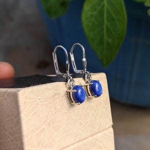 Lindy Star Sapphire Earring, Blue Star Sapphire Earring, Drop & Dangle Earring, Lever Back Earring, 925 Sterling Silver, Gift For Her image 6