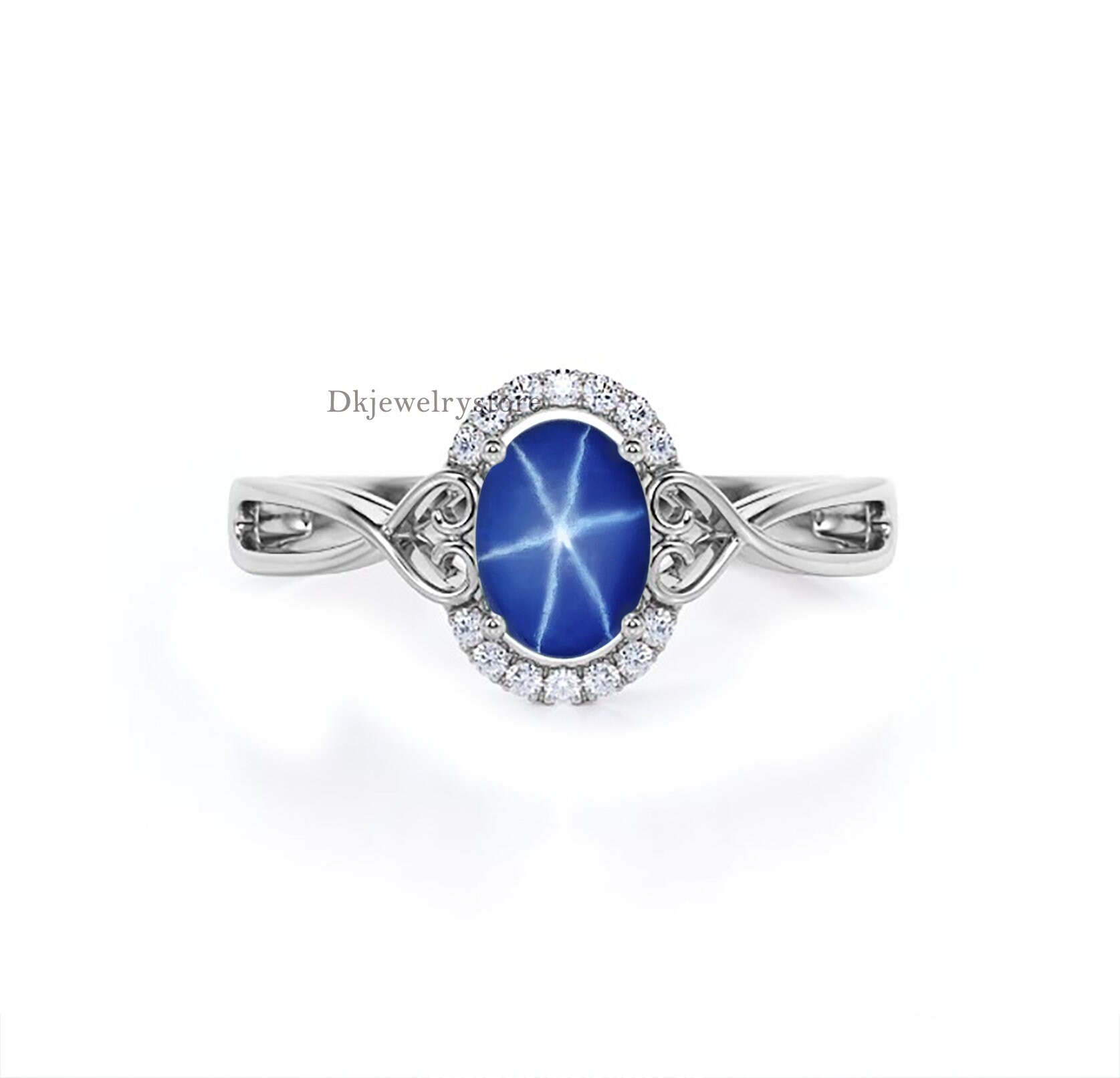 Buy CEYLONMINE-5.25 Carat Women'S Precious Metal Blue Star Sapphire  Sterling Silver Blue Star Gemstone Rings Online - Get 63% Off