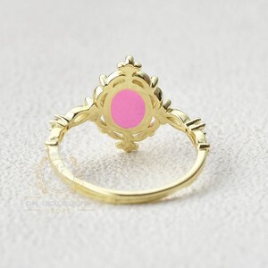10k Yellow Gold Star Sapphire Ring, Pink Lindy Star Sapphire, Handmade Ring, Weeding Gift, Star Gemstone, Christmas Gifts image 5
