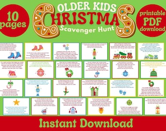 Búsqueda del tesoro navideña para niños mayores y adolescentes (Descarga PDF)