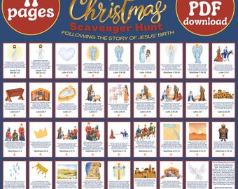 Búsqueda del tesoro navideña religiosa: Acertijos de la historia de la Natividad (Descargar PDF)