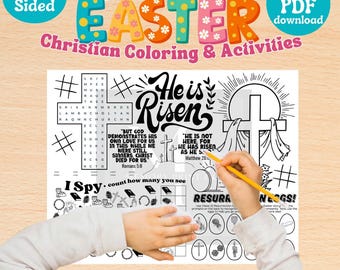 Mantel individual cristiano de Pascua: colorear, juegos, historia bíblica (PDF)