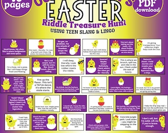 Búsqueda del tesoro de Pascua para adolescentes: Acertijos y jerga de la generación Z (Descarga PDF)