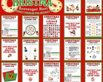 Búsqueda del tesoro navideña con rompecabezas para adolescentes y adultos - Búsqueda del tesoro - Rompecabezas y actividades - para niños grandes
