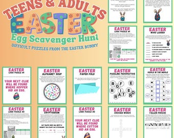 Búsqueda del tesoro con rompecabezas de huevos de Pascua para adolescentes y adultos (Descarga en PDF)